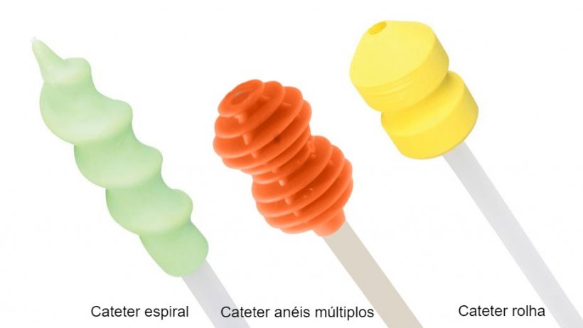 Foto 2. Existem diferentes tipos de cateter no mercado. O protocolo da insemina&ccedil;&atilde;o&nbsp;cervical &eacute; diferente dependendo do cateter. &Eacute; importante se adaptar a isso.
