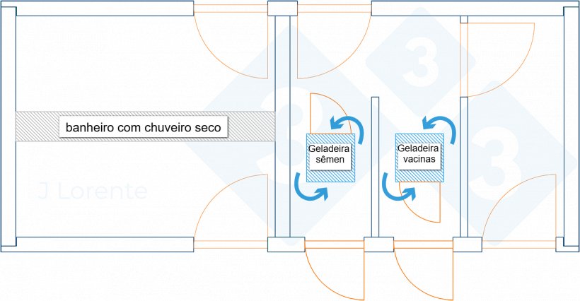 Figura 5.&nbsp;Planta da &aacute;rea de recep&ccedil;&atilde;o com separa&ccedil;&atilde;o de &aacute;reas.
