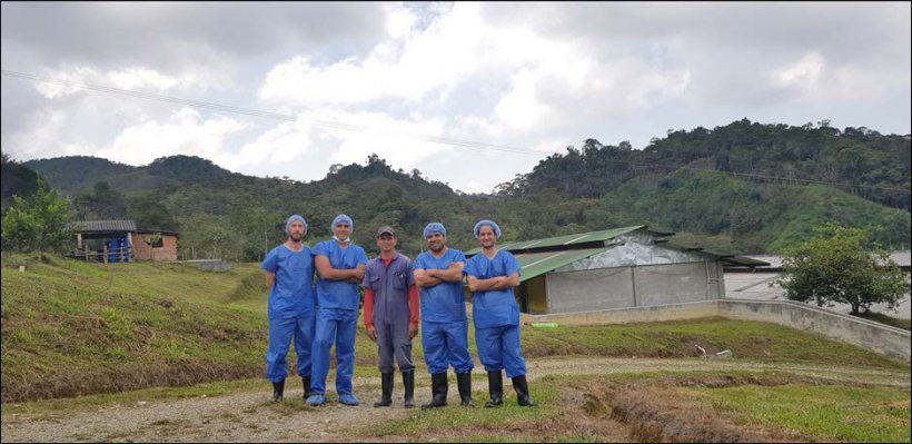 Na visita, fomos acompanhados por Hector Mar&iacute;n (encarregado da explora&ccedil;&atilde;o), Andr&eacute;s Felipe Vallejo (t&eacute;cnico comercial da Porcigenes S.A.) Nelson Adrian Restrepo (Hypor Key Account Manager na Am&eacute;rica Latina) e Carlos Martins (Departamento t&eacute;cnico Hypor).
